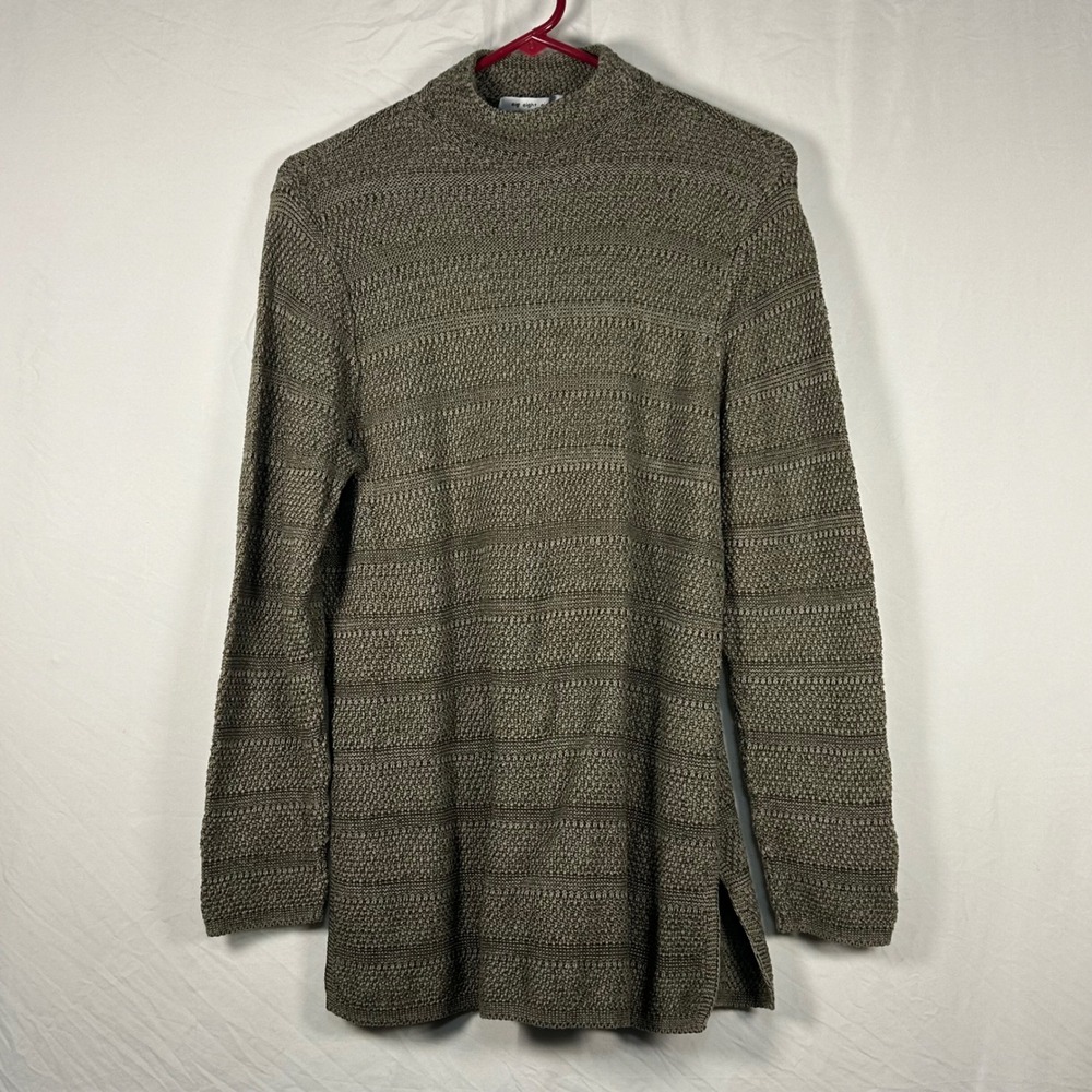 Eight Eight Eight Sweater Womens Large Brown Mock Neck Textured Knit Y2K Tunic